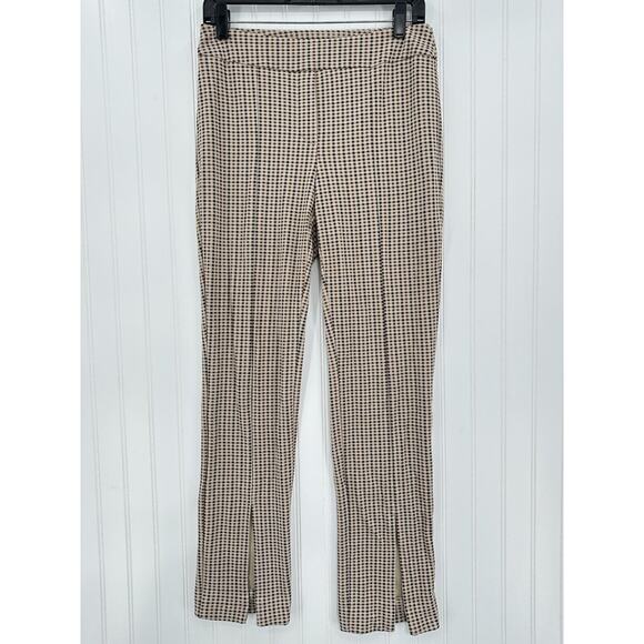 ILTM I Love Tyler Madison Pants Womens Medium Slim Leg Brown Plaid Career Preppy - Picture 1 of 12